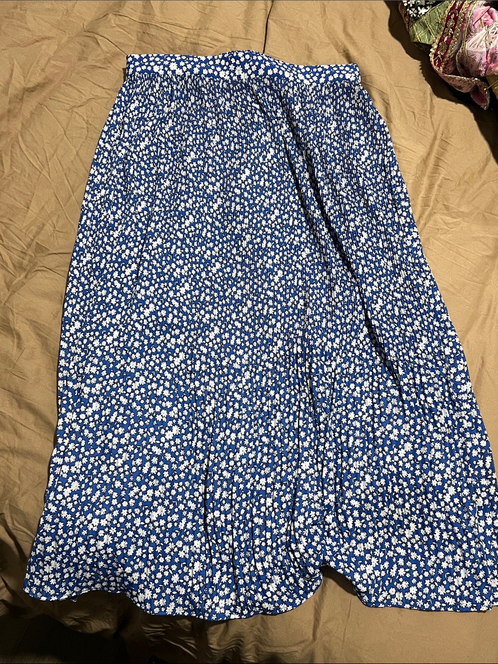 Zara Blue Floral Pleated Skirt